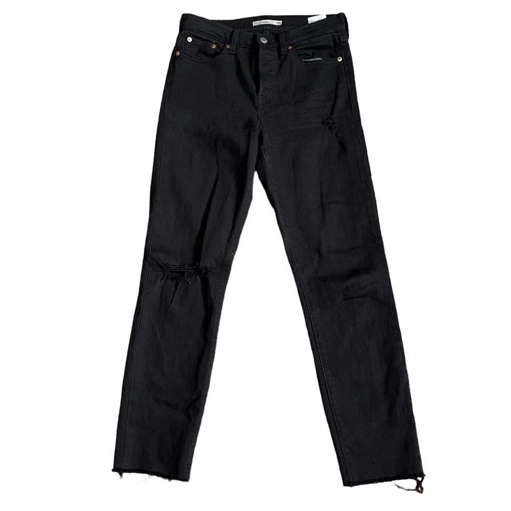 Levi’s Black Wedgie Raw Hem Distressed Jeans US 26
